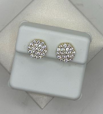 עגילי זהב צהוב גולדפילד 14 קראט. משובץ בזרקונים נוצצים ויפים. מחיר בתג-$60 פתיחה-$35