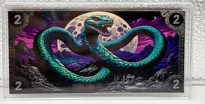 שטר כסף טהור 999 שנת הנחש 2025 - 10 גרם עיצוב צבעוני. 🐍 **שטר כסף טהור 999** במשקל 10 גרם 