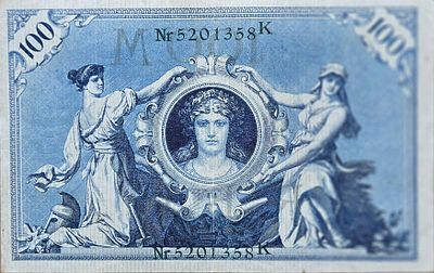 עלה כעת! .האימפריה הגרמנית 100 מארק 1908 חותמת ירוקה , שטר גדו