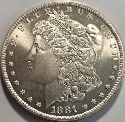 Morgan Dollar-1881 CC -Replica, Silver Plated