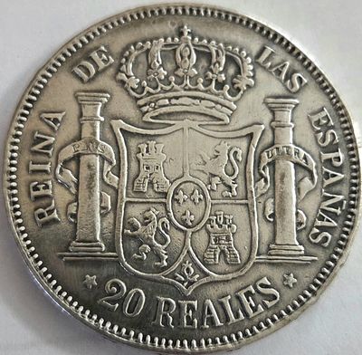 REPLICA
ספרד 20 רייס 1851, כסף!!
מטבע גדול 37 ממ, 25 גרם מצב יפה מאוד