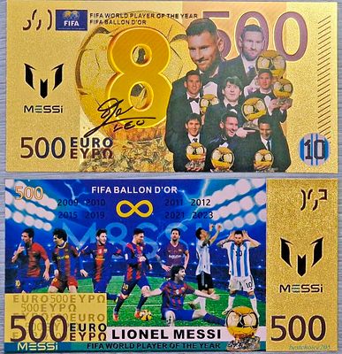 ליונל מסי – שטר פנטזיה מוזהב 500 אירו לאספנים
שטר פנטזיה ייחודי בעיצוב מוזהב לכבוד ליונל מסי 