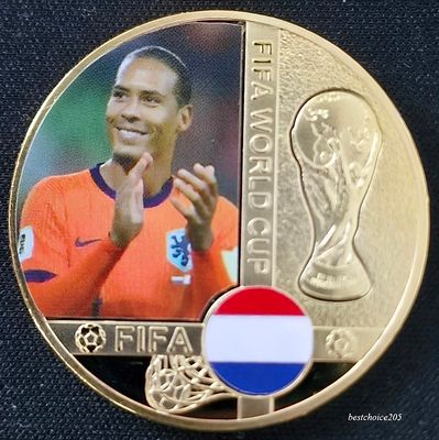 וירג’יל ואן דייק – מטבע מזכרת אספני בעיצוב FIFA World Cup. מטבע פנטזיה איכותי עם דיוקנו של קפטן 