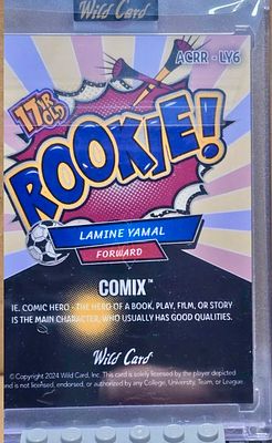 Lamine Yamal – Rare 2024 Wild Card Comix Rookie Card 1/1. An impressive Lamine Yamal rookie card 