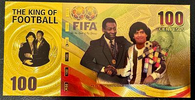 Pel&eacute; & Diego Maradona – 100 Peso Collectible Fantasy Banknote – Kings of Football. An impressive 