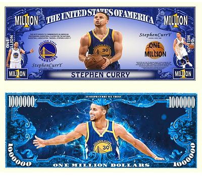 Stephen Curry – One Million Dollar Collectible Fantasy Banknote. A specially designed 