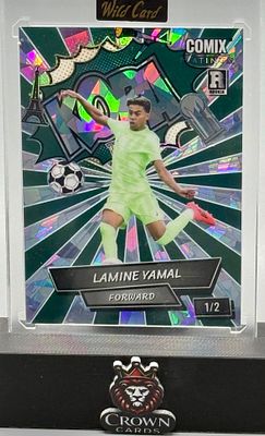 Lamine Yamal – Wild Card COMIX Platinum Rookie Card, Numbered 1/2. A Lamine Yamal collectible 