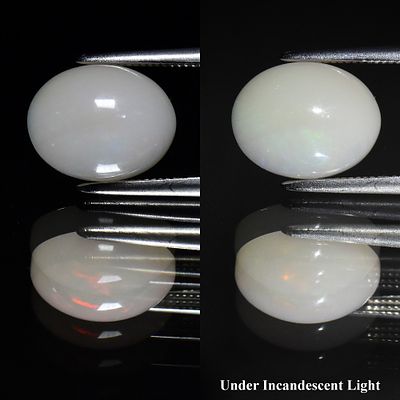 2.22ct 10.5x8mm Oval Cabochon Natural White Opal - Color Play, Ethiopia Gem