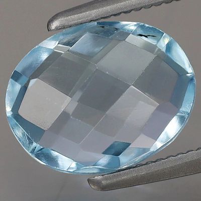 -2.34ct t.w Checkerboard Natural Sky Blue 9x7.1mm Oval Topaz, Brazil