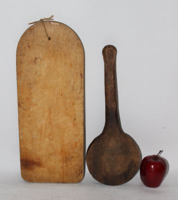Lot of 2 French bread boards. Early 20th century. 16"h x 6 1/4"w and 18 1/2"h x 7 1/4"w