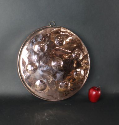 Antique French copper chocolate mold. Early 20th century. 3"h x 18 1/2" dia