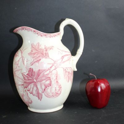 French Sarreguemines Courges pitcher. 11"h x 11"w x 9"d