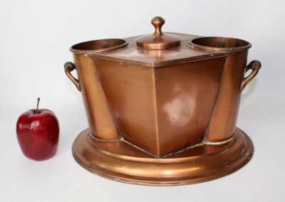Copper wine bottle cellarette. Late 20th century. 10"h x 13"w x 10 1/2"d