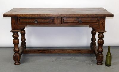 French Louis XIII bureauplat desk in oak with drawers. 19th century. 29 1/2"h x 34 3/4"w x 21"d