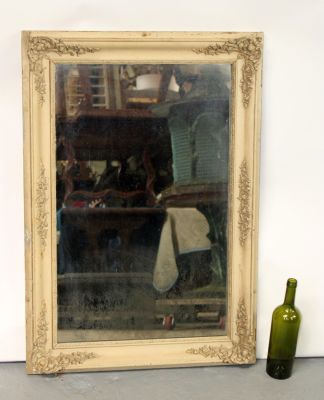 French Louis XV style painted mirror. Late 19th century. Original glass. 36 1/2"h x 25 1/8"w x 