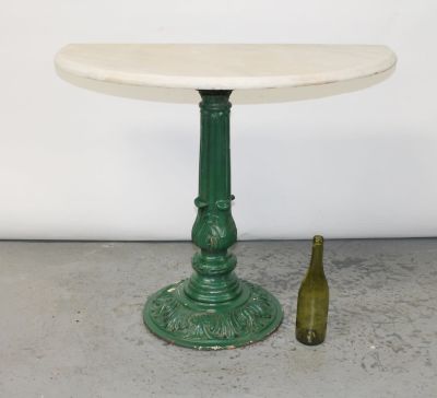 Antique American painted cast iron table base console. Antique American painted cast iron table 
