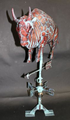 Copper weathervane with buffalo. 34"h x 27"w