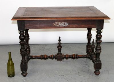 French bureau plat desk on barley twist legs. French bureau plat desk in walnut with barley 