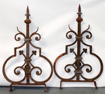 Pair of French cast iron garden finials. 19th century. 34"h x 19"w