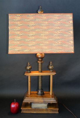 Norman Perry book press library table lamp. 20th century. 35"h x 20"w