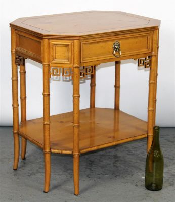 Baker Chinese Chippendale style side table with drawer. Late 20th century. 28 1/2"h x 25"w x 20"d