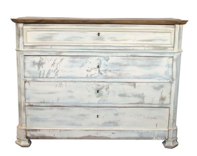 French Louis Philippe painted commode with natural top. 19th century. 38 1/2"h x 50"w x 22 1/2"d