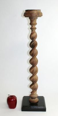 French barley twist pillar candle holder. Early 20th century. 27 1/2"h