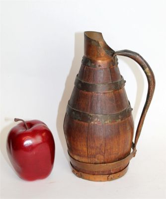 French wood and copper wine pitcher. 20th century 9"h x 5 1/2"w