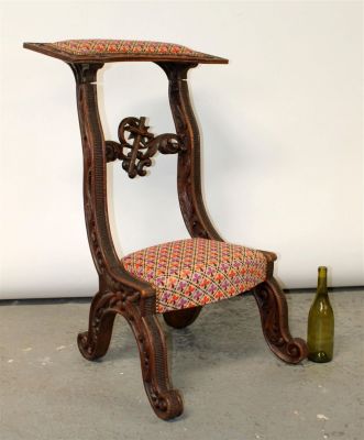 Antique French prayer kneeling chair. Late 19th century. 37 1/4"h x 22 3/4"w x 26 3/4"d