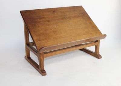 French desk top lecturn or book rest in oak. 12 1/4"h x 17 3/4"w x 10 1/2"d