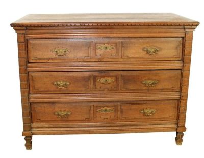 French 3 drawer commode in oak. 19th century. 39 1/2"h x 52 1/8"w x 27"d