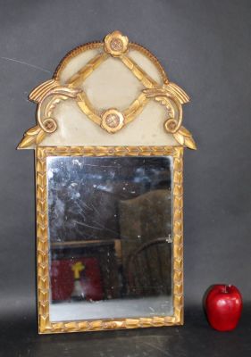 French Empire style painted & partial gilt mirror with easel back. French Empire style painted 