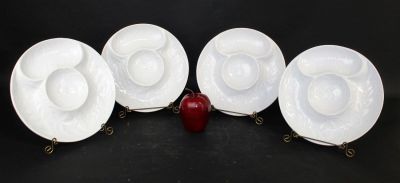 Set of 4 Majolica artichoke plates. Marked on bottom Calie USA 452. 9 1/2"dia