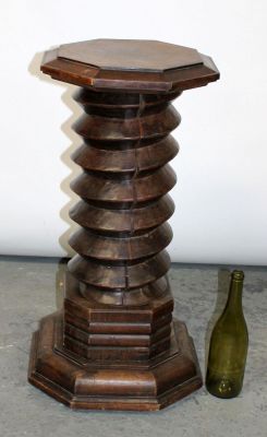 French screw pedestal in walnut. Late 20th century. 27 1/2"h x 13 1/4"w