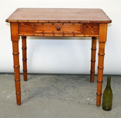French faux bamboo bureau plat desk in pine. Early 20th century.29 3/4"h x 32 1/4"w x 23 1/2"d