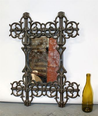 Scrolled iron artisan mirror. Late 20th century. 29 1/2"h x 22"w