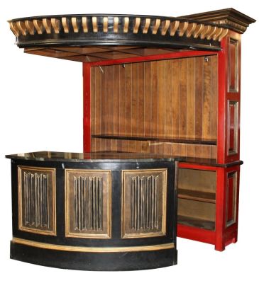 Curved front bar (Hostess stand at Olde Blind Dog). Curved front bar with marble top, open 