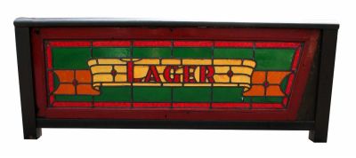 English stained & leaded glass pub window "Lager". English stained &amp; leaded glass pub window 