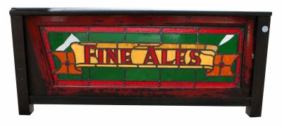 English stained & leaded glass pub window "Fine Ales". English stained &amp; leaded glass pub 