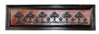 Antique cast iron fragment mounted on panel. Late 19th century iron mounted on later panel. 
