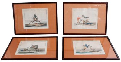 Lot of 4 French equestrian book plates after Carle Vernet and J. Darcis. Mid 20th century. 