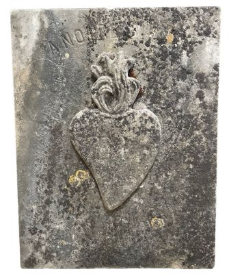French panel in granite with bleeding heart in relief. From a private Chapel. Mid 19th century. 