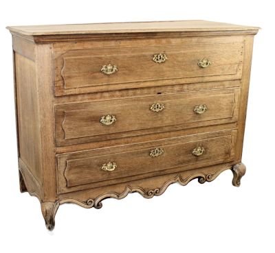 French Louis XV 3 drawer commode in bleached oak. French Louis XV style bleached commode in oak 