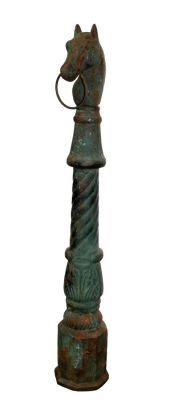 Antique English cast iron horse hitching post. Early 20th century. 42 1/4"h x 7" dia Condition: 