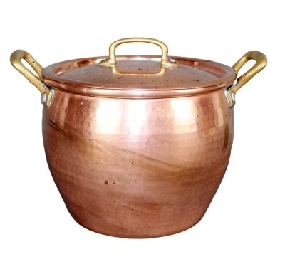 Italian Ruffoni hammered copper 5qt stock pot. Ruffoni hammered copper 5 quart stock pot with 