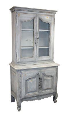 French Louis XV painted walnut petite display cabinet. Early 20th century. 67 1/4"h x 33 1/4"W 