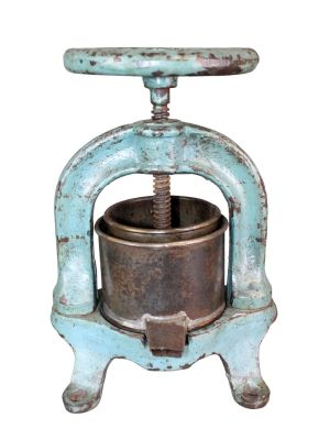 French cast iron tabletop fruit press. Early 20th century. 10 1/4"h x 7"w x 5 3/4"d