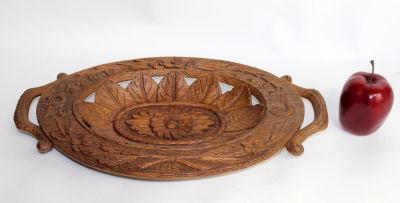 French relief carved tray with flowers. 10 3/4"h x 18"w