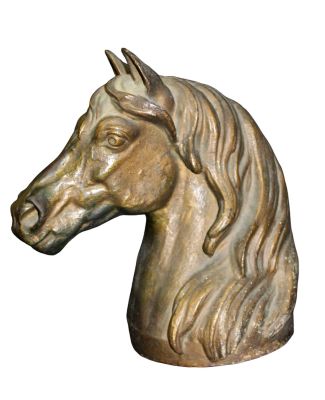French cast iron horse head hitching post head. 19th century.10 1/2"h x 6"w x 10 1/4"d