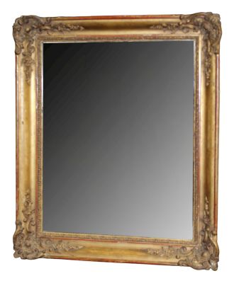 French Louis XV style gilt mirror. Late 19th century. 21 1/2"h x 18 1/2"w
